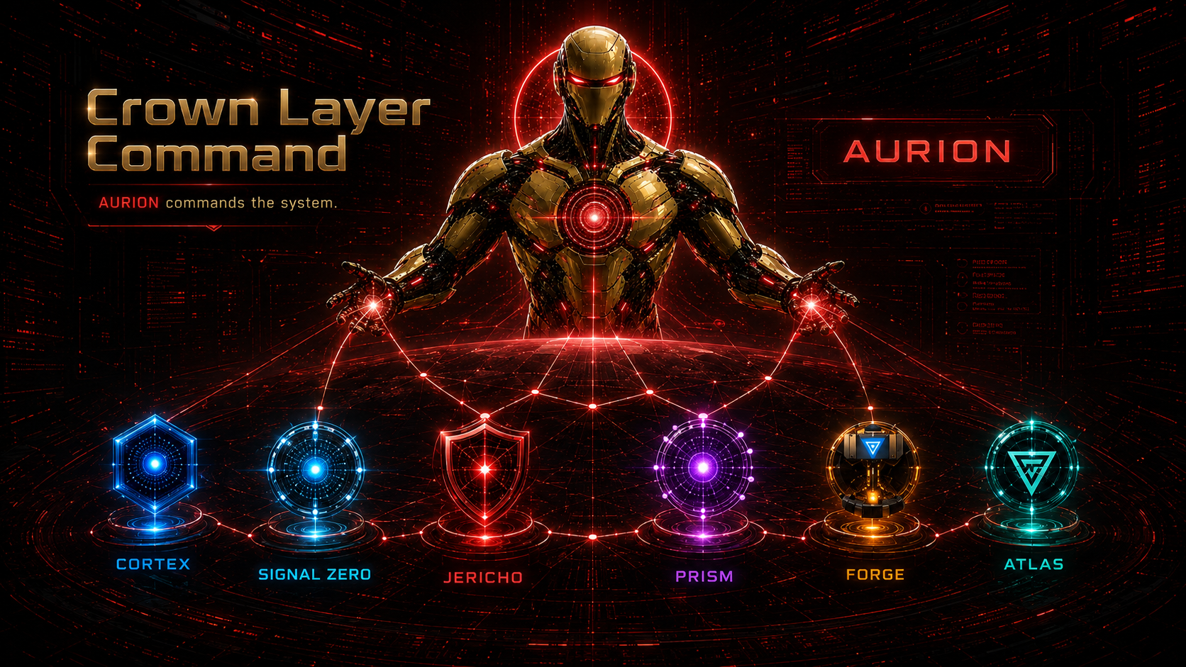 AURION with strategic override, founder authority, system-wide vision, and uncompromising execution callouts.